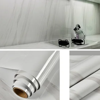 

Kitchen Oil Proof Waterproof Sticker marble PVC Foil Kitchen Stove Cabinet Stickers Self Adhesive Wallpapers DIY Wall Stickers