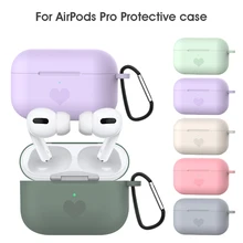 Мини-чехол с сердцем для AirPods Pro с брелком для ключей, противоударный чехол для AirPods 3, Силиконовый ТПУ чехол, розовый, зеленый, фиолетовый