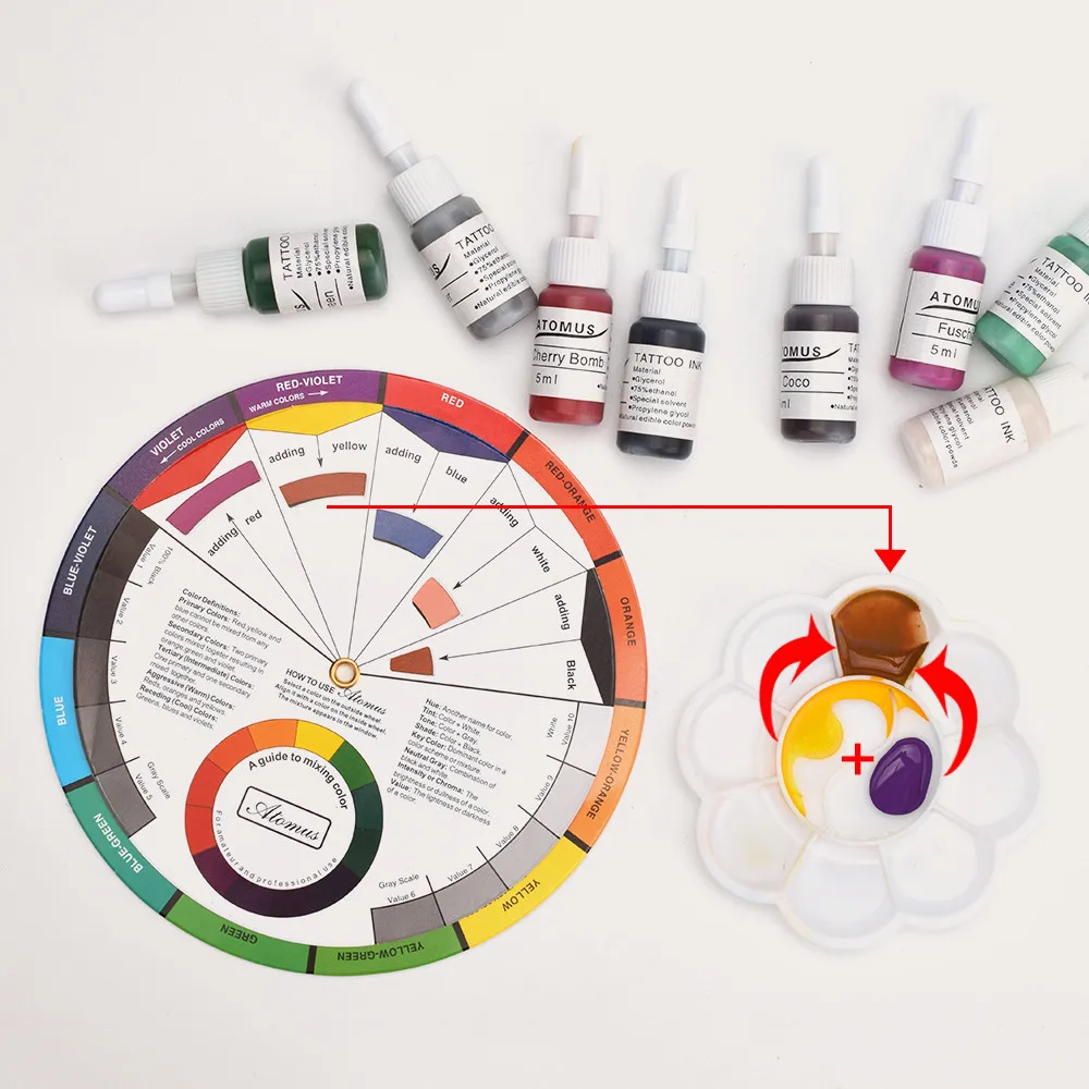 2PCS Color Wheel Paper Card Mixing Guides Tattoo Pigment Chart Supplies | Красота и здоровье