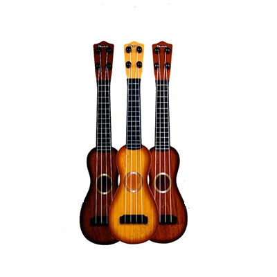 Wood grain (small) Игрушечное укулеле с имитацией стальных струн, модель детской гитары, музыкальный инструмент для развития музыки, детская игрушка в подарок - Цвет: Wood grain (small)