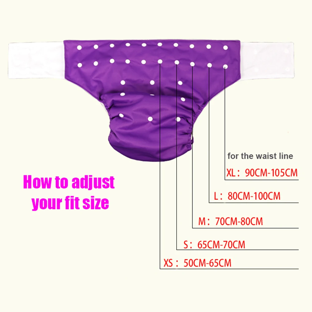 Adult Diapers PUL Incontinence Pants Waterproof Cloth Diaper Cover Washable Inserts Reusable Free Size Pink Snap Nappy 5 Sets