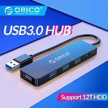 ORICO USB3.0 концентратор с интерфейсом питания мульти 4 порта USB разветвитель OTG адаптер Поддержка 5 Гбит/с 12 ТБ HDD для ПК компьютер Ноутбук