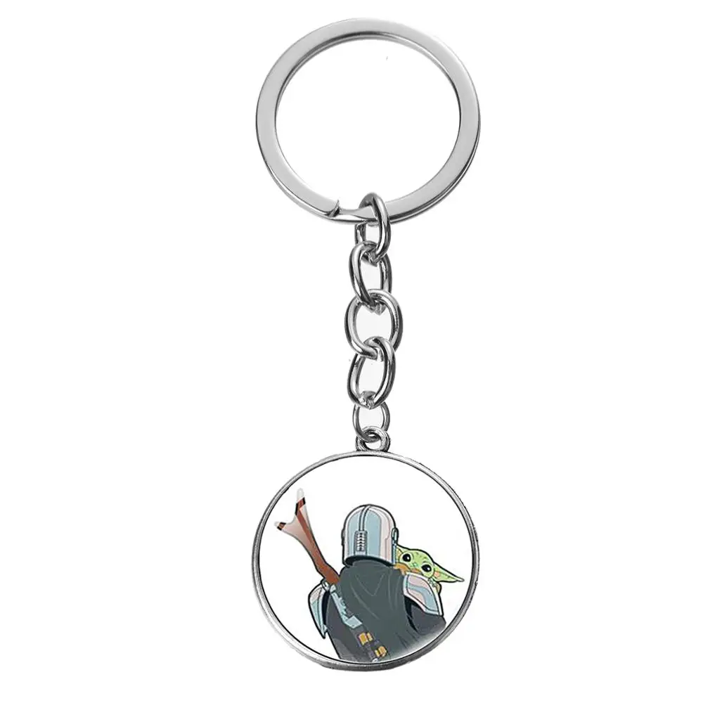 Style 23 SONGDA Новое поступление детский брелок в виде Йоды фанатов подарок ручной работы мультфильм печатных стекло драгоценный камень сплав брелок мандалорский фильм ювелирные изделия - Цвет: Style 23