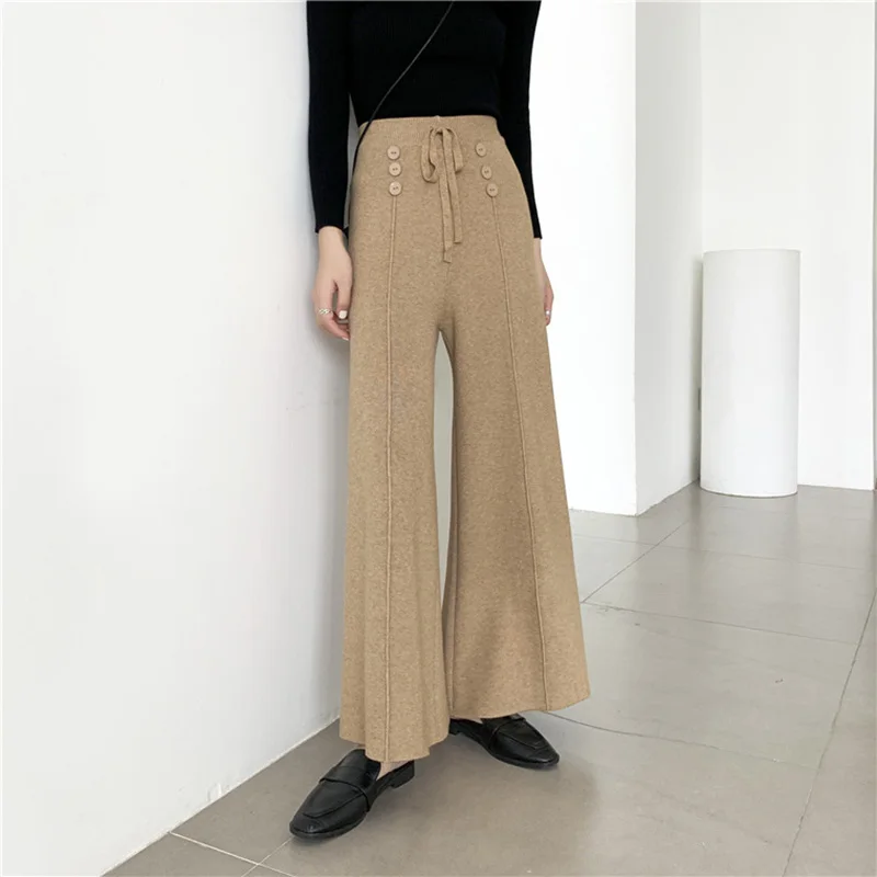 

Women 'S pants 2019 fashion women's pants вязанье drawstring big elasticity wide leg щиколотка length
