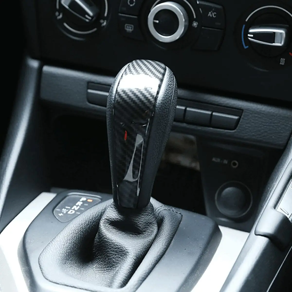 ABS Carbon Gear Shift Knob Head Full Cover Car For BMW 3 Series E90 E91 E92 E93 