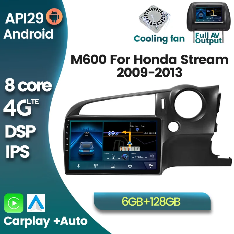 HD 1280*720 4G LTE Android 10.0 Car Radio Multimedia GPS Player For Honda Stream 2009 2010 2011 2012 2013 Stereo Carplay Auto BT |