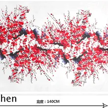 Белый натуральный шелк ткань Stockclear& льняная ткань красный цветочный принт материал платье ткань сливы в снегу китайский стиль