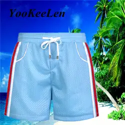 YooKeeLen летние быстросохнущие плавательные обшитые мужские шорты высокого качества модные пляжные штаны мужские шорты кэжуал Y-201901