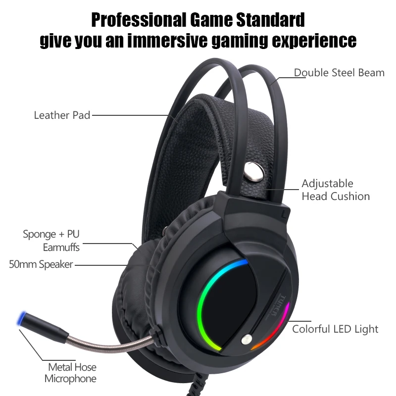 Gaming Headphones 7 1 Virtual Wired Headset 4D Stereo RGB Light Game Earphones with Microphone for Xbox One Computer PS4 Gamer