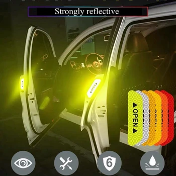 

2pcs Car sticker Door Safety Warning Reflective Stickers Auto Open Reflective Strip Waterproof Long-distance Warning Luminous