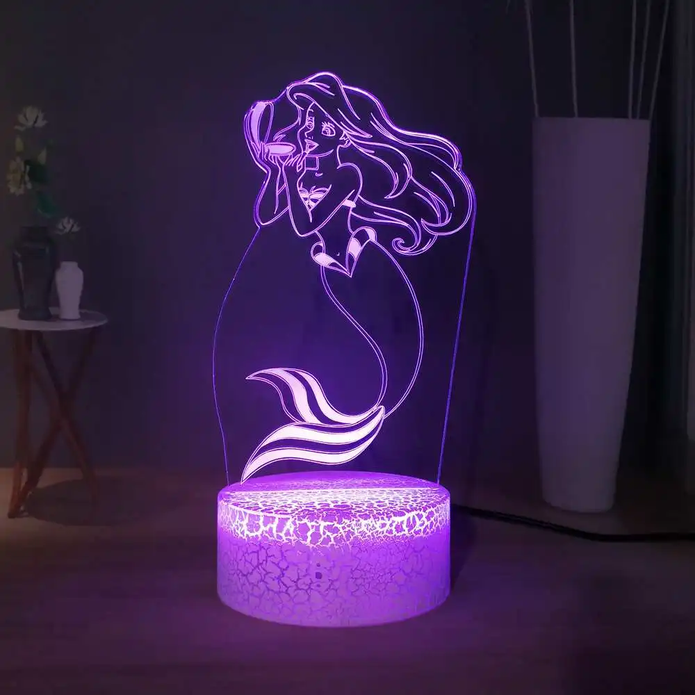 Маленькая Русалочка Ариэль Сказочный светодиодный ночник дочка моря RGB многоцветный креативный Декор детской комнаты игрушка в подарок