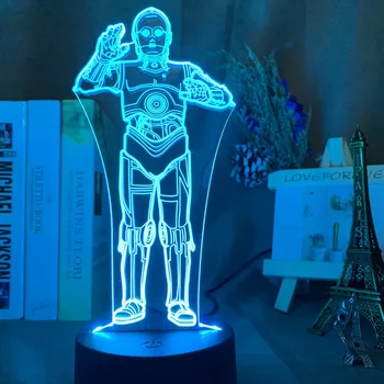 

Cool Led Night Light Gold Robot CP3 Nightlight for Kid Bedroom Deco Atmosphere Light Star Wars 3d Lamp Gift for Child Study Room
