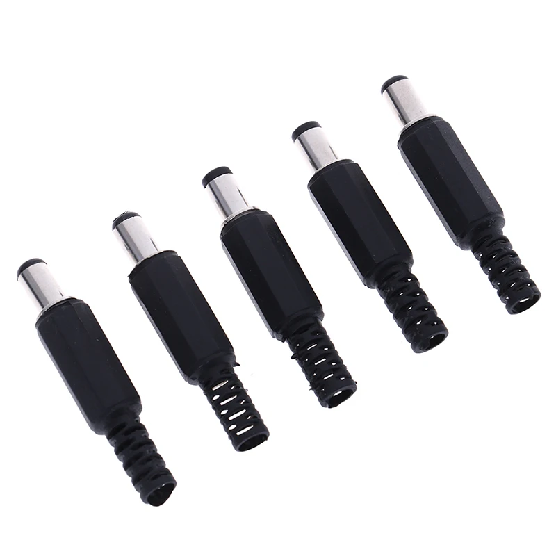 

5PCS 10PCS DC Power Plugs Male Jack Connectors For Welding Line Black DC Power Male Plug Jack Adapters 5.5*2.1mm