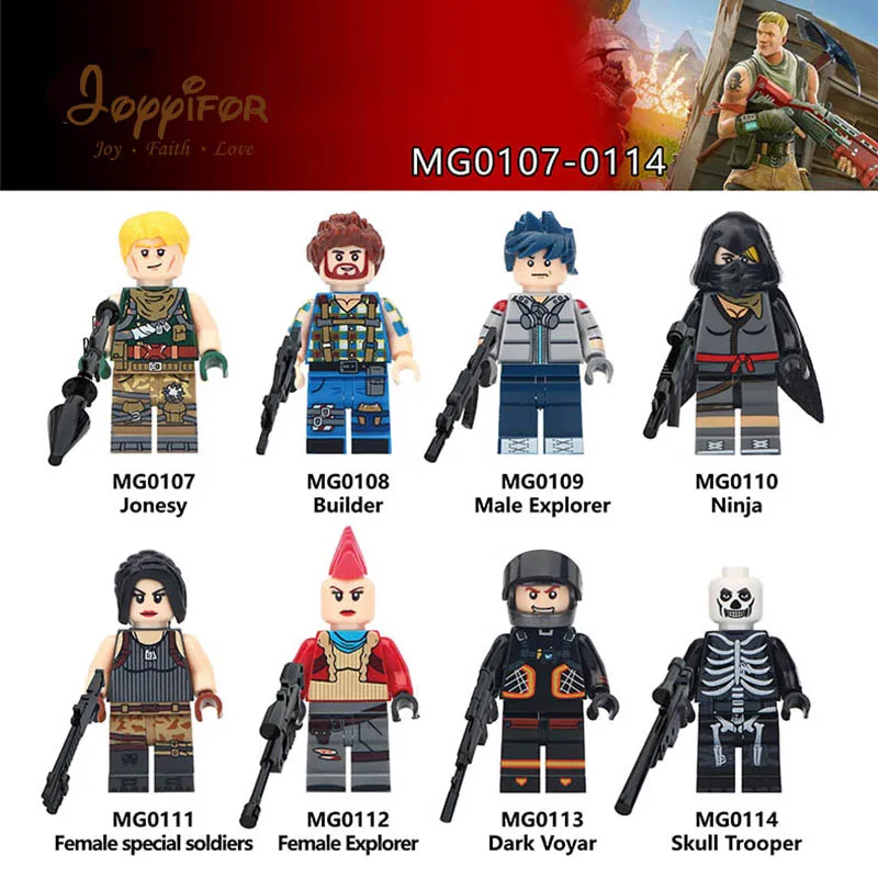 Hot Game Night Shooting Battle Skull Trooper Male Explorer Special Soldier Team Leader Mini Action Figures Building Blocks Toys