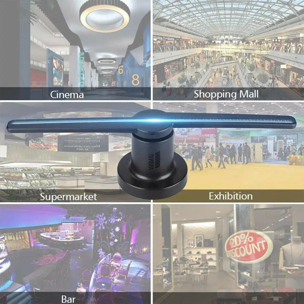 3D светодиодный Wi-Fi голографический проектор, светильник, рекламный дисплей, вентилятор, голографическая лампа, 3D пульт, голограмма, плеер