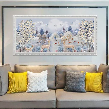 

DIY Full Diamond Embroidery Deer Animals Round Diamond Scenery rhinestone 5D Diamond Decorative painting