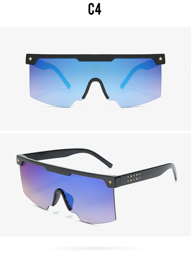 Новые модные роскошные брендовые дизайнерские квадратные женские крупные Солнцезащитные очки Мужские Винтажные плоские верхние градиентные заклепки звезды солнцезащитные очки UV400