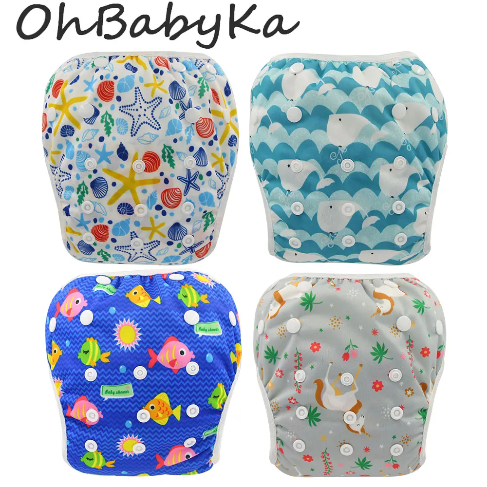 Детские водонепроницаемые подгузники Ohbabyka многоразовые стираемые для купания