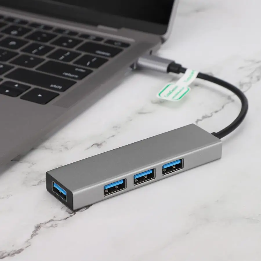 Многофункциональная док-станция из алюминиевого сплава type-C с 4 x USB3.0 для Windows 10/8/7/Vista/XP
