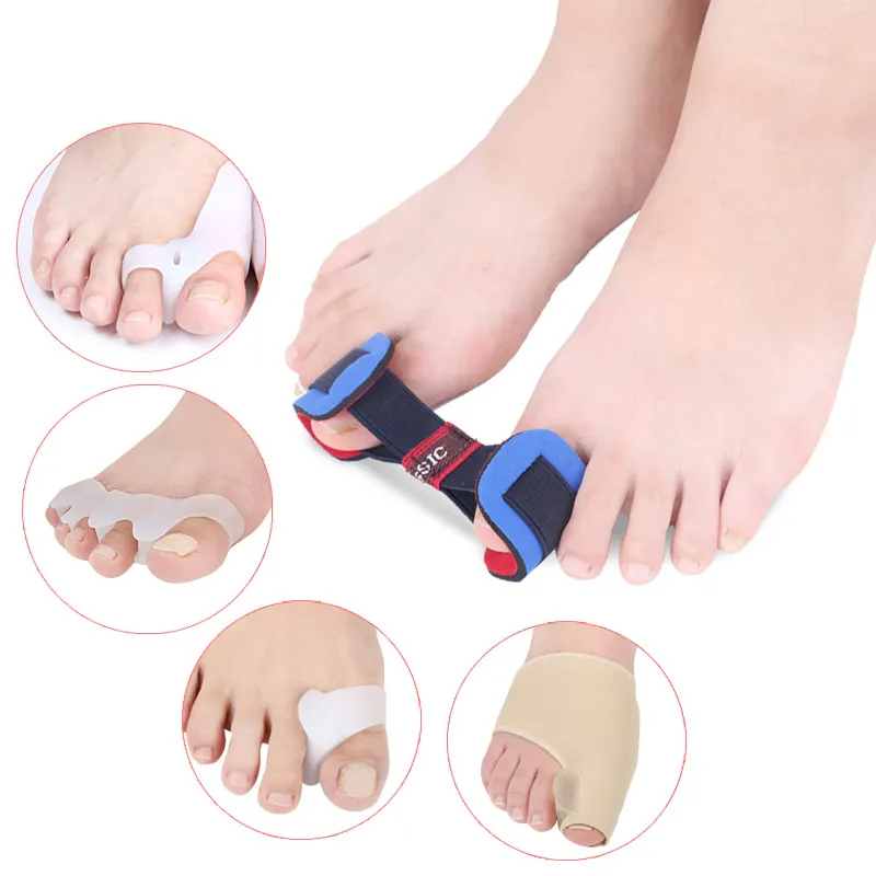 9 Pcs/set Orthopedic Bunion Correction Pedicure Socks Silicone Hallux Valgus Corrector Braces Toes Splitter Set | Красота и здоровье