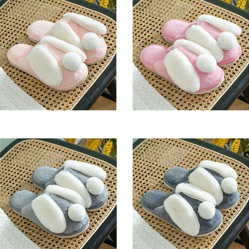 SWQZVT Rabbit women furry slippers cartoon cut warm pink bedroom ladies slippers with fur home sleepers winter shoes women 2020 (19)