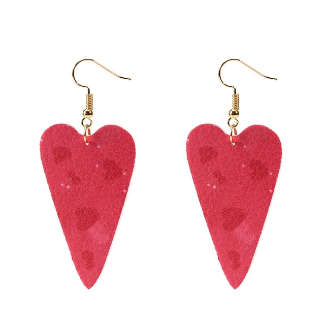 Love Heart Pendant Hollow Pu Leather Earrings New Dangle Earrings for women Valentine's Day Gift Wholesale valentine earrings T2196RD75