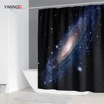 

YIMING 3D Mysterious Universe Galaxy Galaxy Galaxy Printed Shower Curtain Bathroom Partition Home Waterproof Curtain with Hook