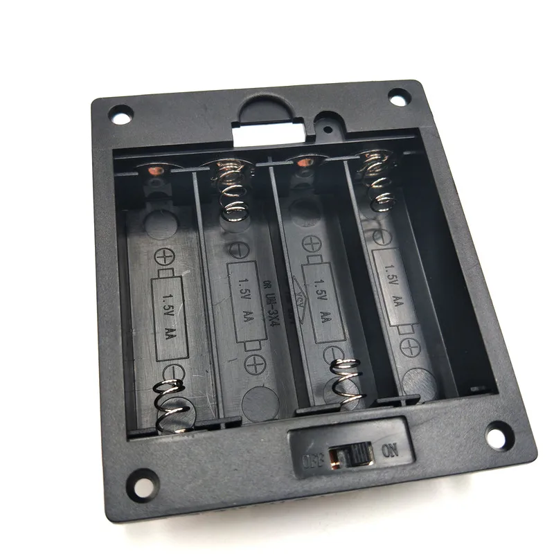500 개/몫 4x1.5V AA 직사각형 임베디드 배터리 홀더 보관함 케이스 스위치 4 슬롯 6V AA 배터리 쉘 커버