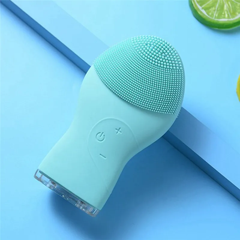 green Мини Портативная электрическая щетка для чистки лица, очищающие устройства для стиральной машины, водонепроницаемый силиконовый массажный инструмент для ухода за кожей 40#810 - Цвет: green