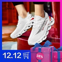 Новинка, уличная Мужская обувь для бега, светильник для бега, прогулочная спортивная обувь, дышащие кроссовки на толстой подошве, Мужская модная обувь