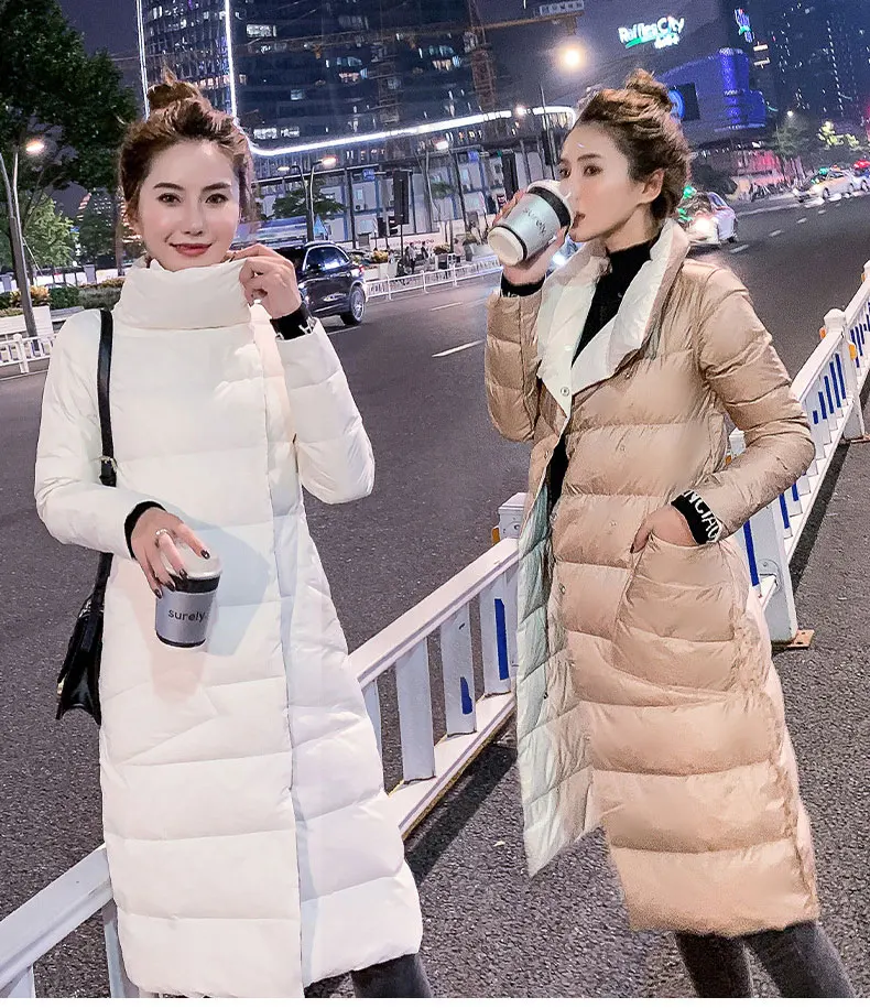 longo jaqueta inverno parkas mulher pato branco