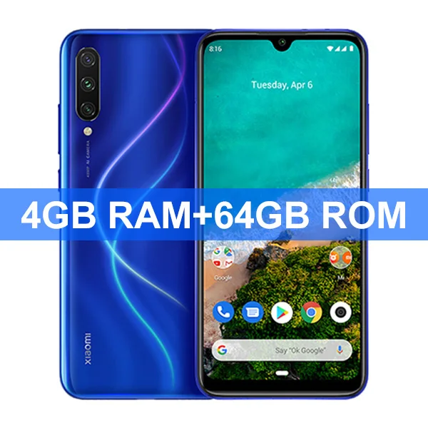 Blue 4GB 64GB Глобальная версия Xiaomi mi, мобильный телефон A3 mi A3, 4 ГБ, 64 ГБ, Восьмиядерный процессор Snapdragon 665, 6,088 дюймов, 48MP+ 32MP, камера AI, 4030 мА/ч - Цвет: Blue 4GB 64GB