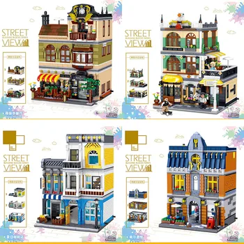 

Street View Modular Chinese Restaurant Compatible with lepines 10243 Restaurant Building Blocks Bricks Toys Kids Birthday Gift