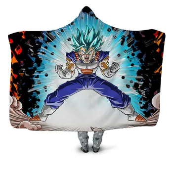 

New Casual Dragon Ball Printed 3D Adults Throw Blanket For Kids Super Saiyan Anime Office Picnic Cloat Boy Girls Hooded Blanket