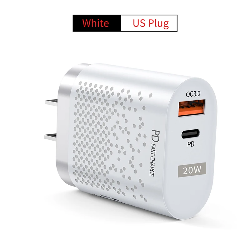 20W PD USB Wall Charger Dual Port USB Type C Fast Charging Adapter QC3.0 Mobile Phone Quick Charger For iPhone 12 11 Xiaomi 11 usb charger Chargers