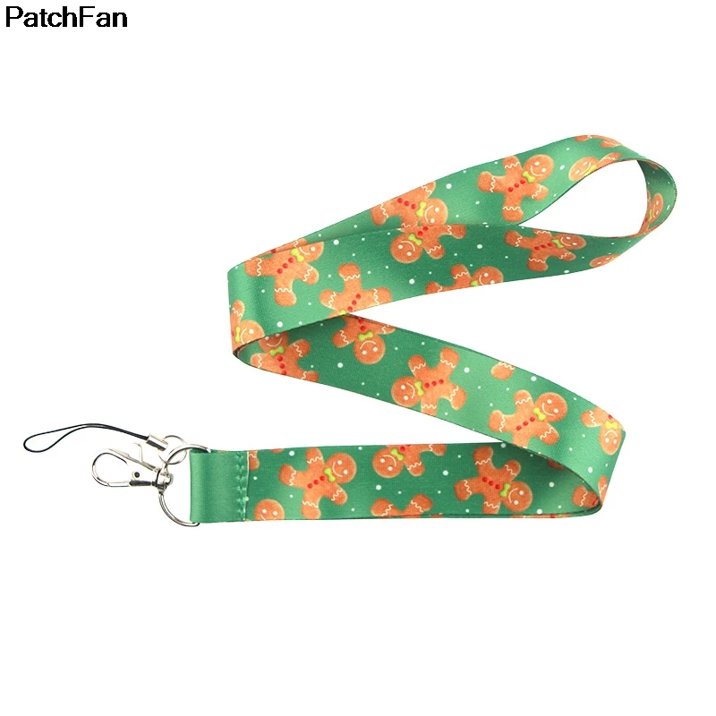 A2505 Patchfan мультфильм милый Рождественский медведь печенье ключ ремешок для ключей ID телефон USB держатели бейджей телефон шейный ремень лямки