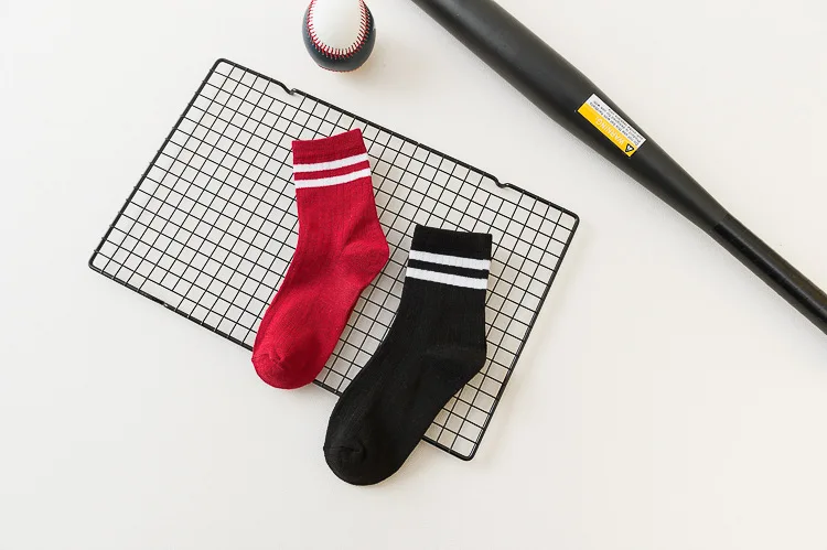 Cute Korean version of the two bars Japanese striped cotton socks INS trend school socks spring and autumn sports elastic socks adidas socks women