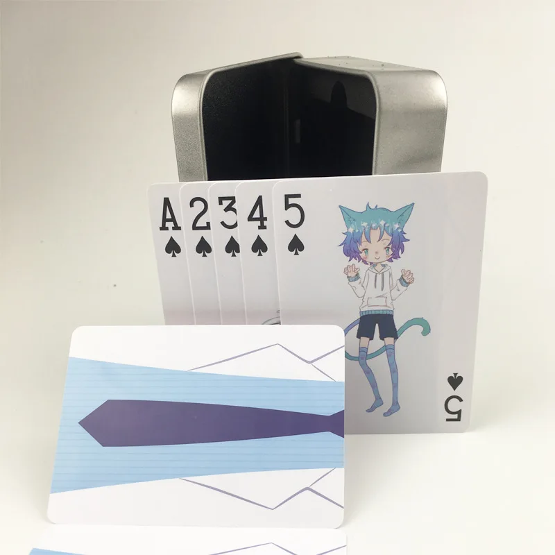 Пластиковые водонепроницаемые ПВХ игральные карты настраиваемые жестяная коробка упаковка покер Аниме игры Покер источник