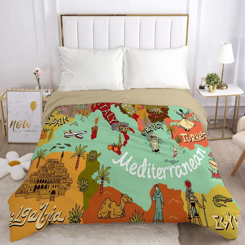 1pc Duvet cover Double/Queen/King 220x240/90/135/150 3D Bedding Comforter/Quilt/Blanket Cover with Zipper world map | Дом и сад