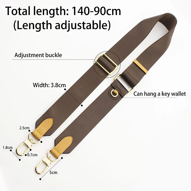 TINBERON Bag Strap Luxury Designer Hot Brown Canvas Shoulder Strap Beeswax Leather Adjustable Crossbody Bag Strap Bag Accessorie