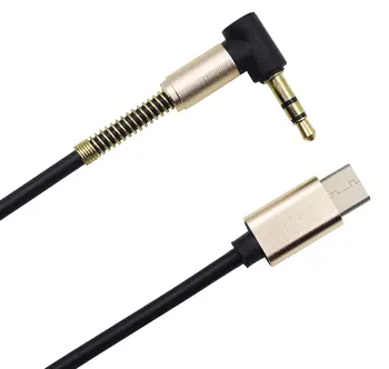 

50pcs Right Angle 3.5mm Male Car AUX Stereo Audio to USB-C Type-C Cable Cord Lead