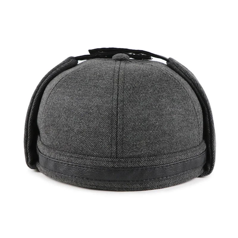 [JAMONT] зимняя мужская шапка Skullcap протектор для ушных шапок мужские шапочки шляпа уличная теплая шапка Tab Casquette Gorras - Цвет: Dark Grey