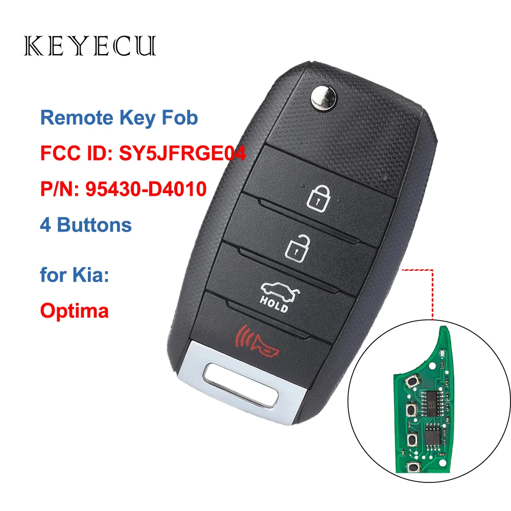 

Флип-чехол Keyecu для Kia Optima 2016 2017 2018 2019 2020 FCC ID: SY5JFRGE04, P/N: 95430-D4010
