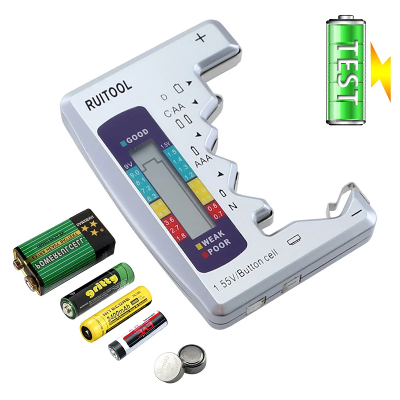 Цифровой тестер батареи C/D/9 В/AA/AAA/1,5 в Тестер питания с кнопками бытовой батареи измерительный прибор
