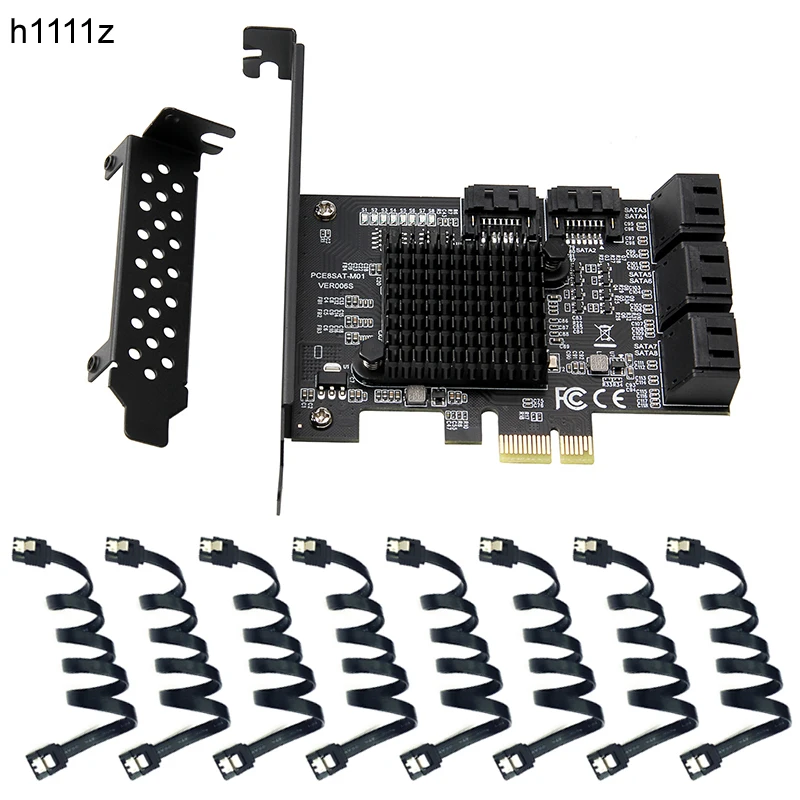 

PCI-E SATA 2X 4X 8X 16X PCI-E Cards PCI Express to SATA 3.0 8-Port SATA III 6Gbps Expansion Adapter Boards with SATA3 Data Cable