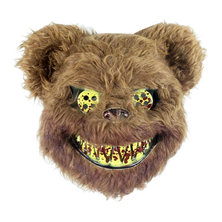 Brown Halloween Mask Bloody Killer Bear Mask Halloween Plush Cosplay Horror Mask for Kids Adults Party Supplies Decoration Scary Prop - Цвет: Brown