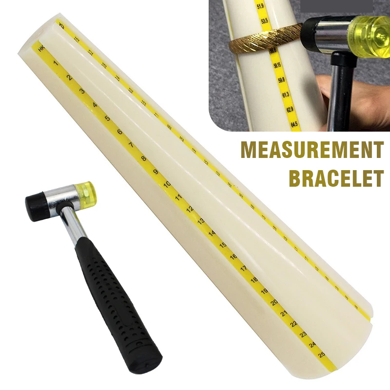 

Shaping Bangle Mandrel With Jewelry Hammer Double Scale Measure Bracelet Sizer Gauge With Repair Stick For Bracelet Surgery