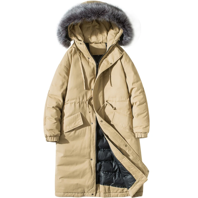 Man winter X-Long parkas thickening mens parka jacket Big fur collar coats and jackets | Мужская одежда