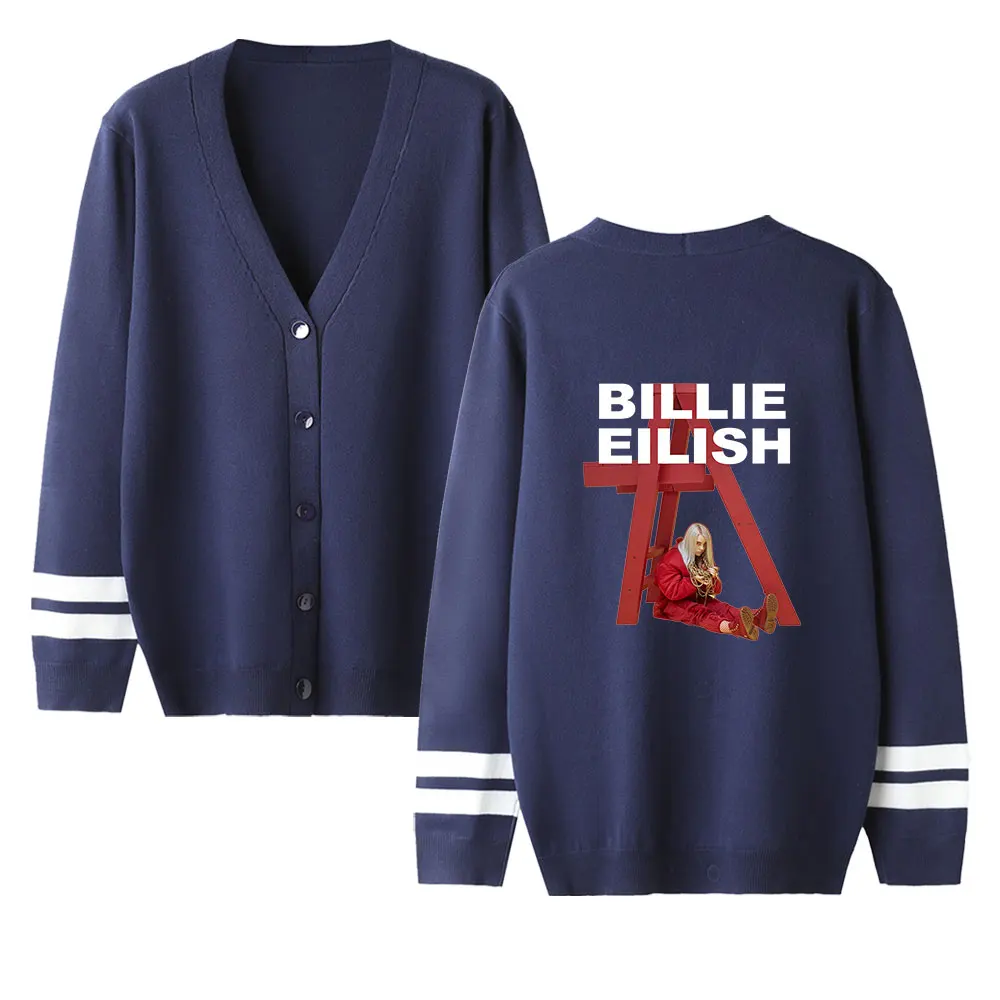 Billie Eilish женский/мужской осенний/Зимний женский вязаный кардиган размера плюс, пальто, Маленькая шаль, вязаная одежда в стиле хип-хоп, Billie Eilish, свитер