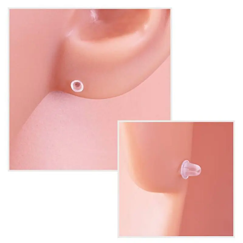 

K3ND 50 Pairs Invisible Plastic Blank Earrings Pins Post with Silicone Earring Backs